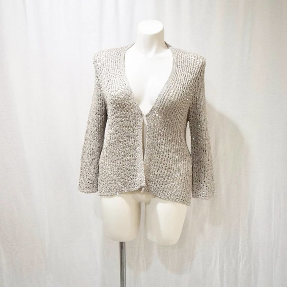 Grace Elements  - knitted Gray & Silver cardigan women's size XL - Picture 2 of 4